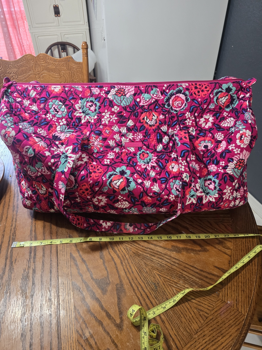 Vera Bradley LARGE Quilted Floral Travel Duffel - Hot Pink & Teal